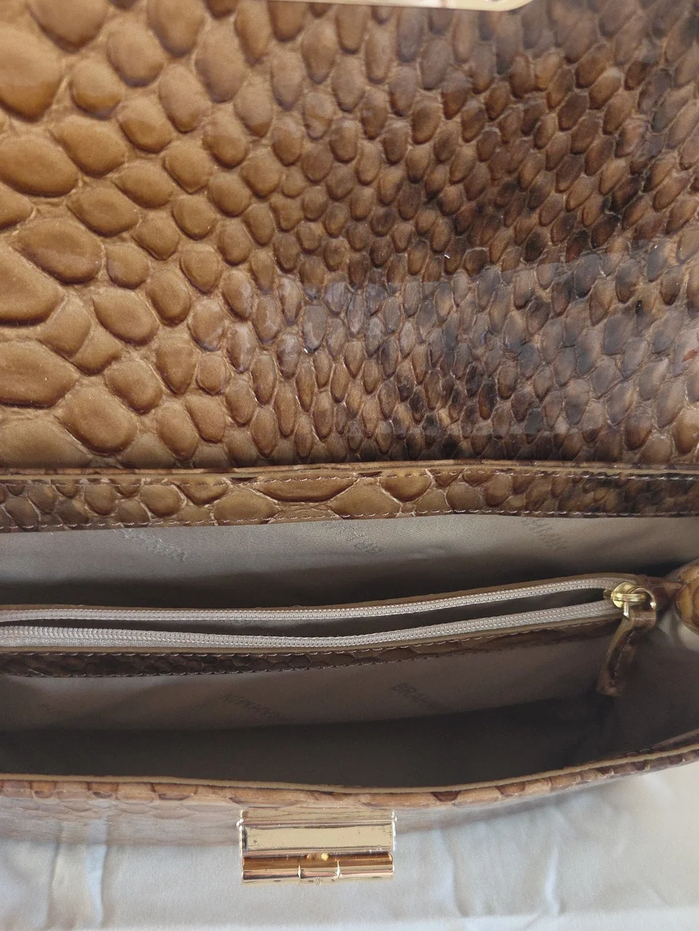 Brahmin Rosalie Shoulder Bag Macchiato Mansuri Python Snake Print NWT